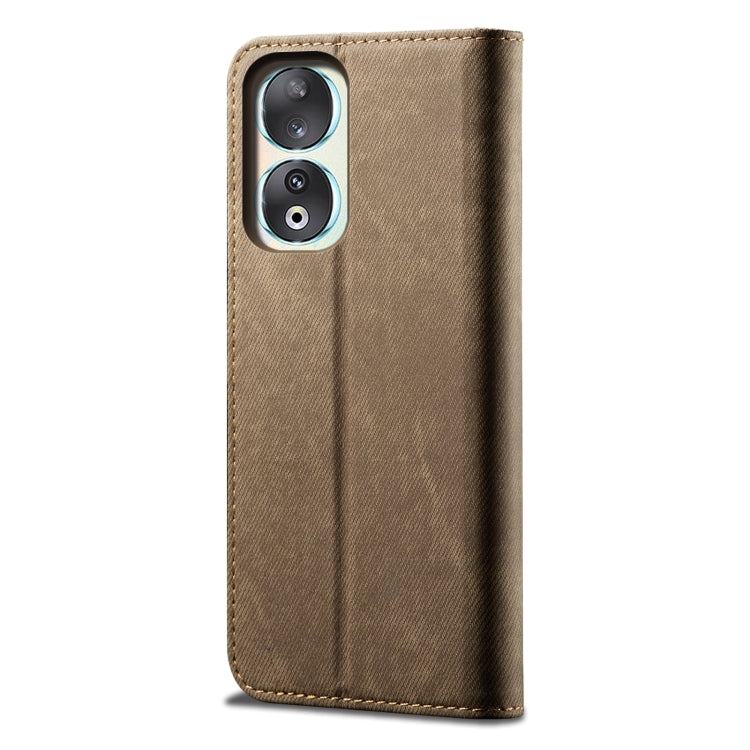 For Honor 90 Denim Texture Flip Leather Phone Case(Khaki) - Honor Cases by PMC TechLife | Online Shopping South Africa | PMC TechLife | Buy Now Pay Later Mobicred