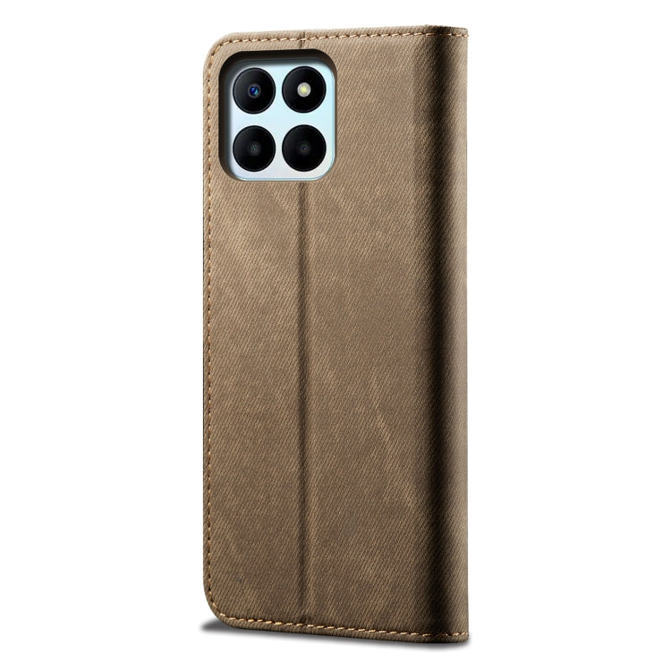 For Honor X6A Denim Texture Flip Leather Phone Case(Khaki) - Honor Cases by PMC TechLife | Online Shopping South Africa | PMC TechLife | Buy Now Pay Later Mobicred