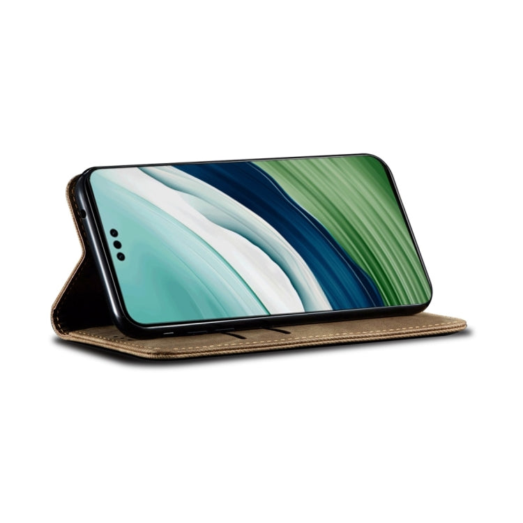 For Honor X6A Denim Texture Flip Leather Phone Case(Khaki) - Honor Cases by PMC TechLife | Online Shopping South Africa | PMC TechLife | Buy Now Pay Later Mobicred