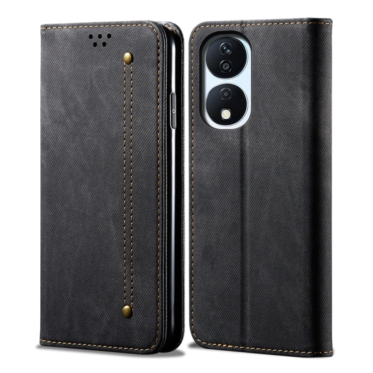 For Honor Play 8T 5G / X7b Denim Texture Flip Leather Phone Case(Black) - Honor Cases by PMC TechLife | Online Shopping South Africa | PMC TechLife | Buy Now Pay Later Mobicred