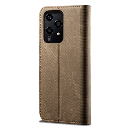 For Honor 200 Lite Global Denim Texture Flip Leather Phone Case(Khaki) - Honor Cases by PMC Jewellery | Online Shopping South Africa | PMC Jewellery | Buy Now Pay Later Mobicred