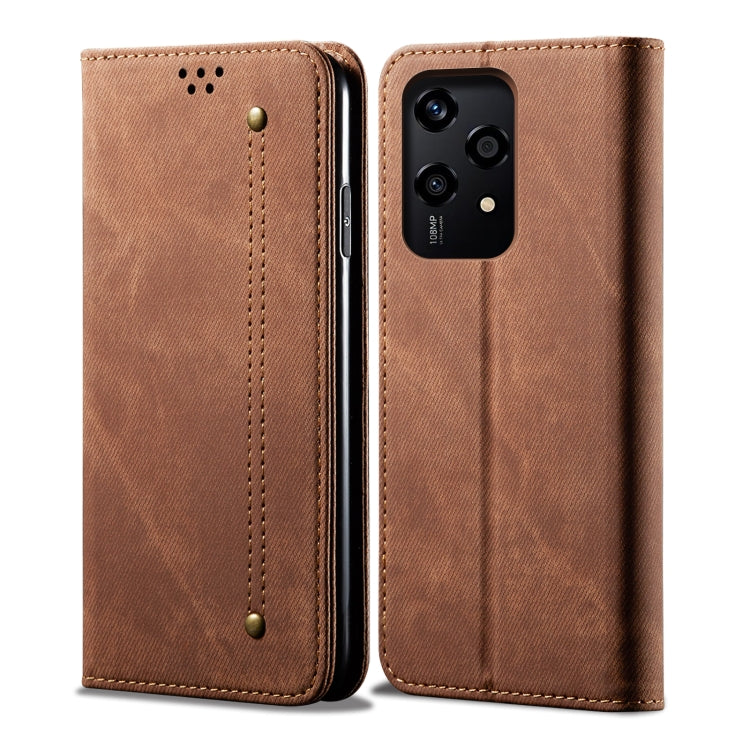 For Honor 200 Lite Global Denim Texture Flip Leather Phone Case(Brown) - Honor Cases by PMC Jewellery | Online Shopping South Africa | PMC Jewellery | Buy Now Pay Later Mobicred