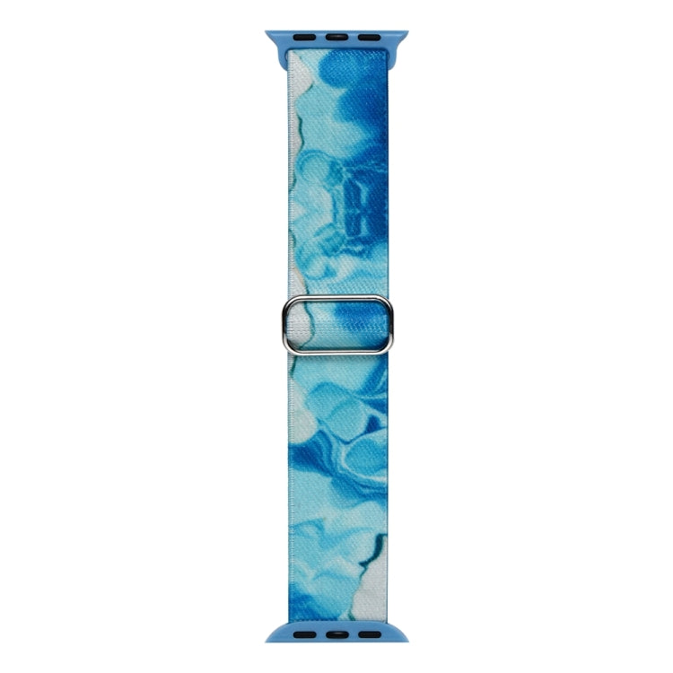 For Apple Watch 7 45mm Painted Pattern Nylon Replacement Watch Band(Ocean Blue) - Watch Bands by PMc TechLife | Online Shopping South Africa | PMc TechLife | Buy Now Pay Later Mobicred