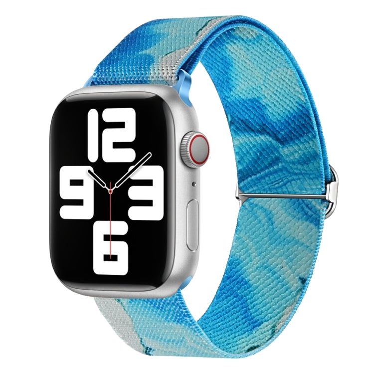 For Apple Watch SE 2023 40mm Painted Pattern Nylon Replacement Watch Band(Ocean Blue) - Watch Bands by PMc TechLife | Online Shopping South Africa | PMc TechLife | Buy Now Pay Later Mobicred