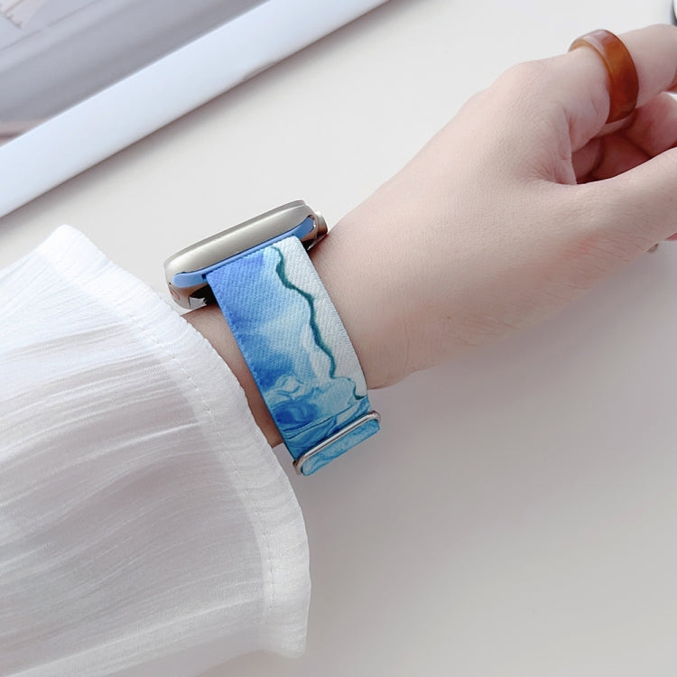For Apple Watch 9 45mm Painted Pattern Nylon Replacement Watch Band(Flower Butterfly) - Watch Bands by PMc TechLife | Online Shopping South Africa | PMc TechLife | Buy Now Pay Later Mobicred