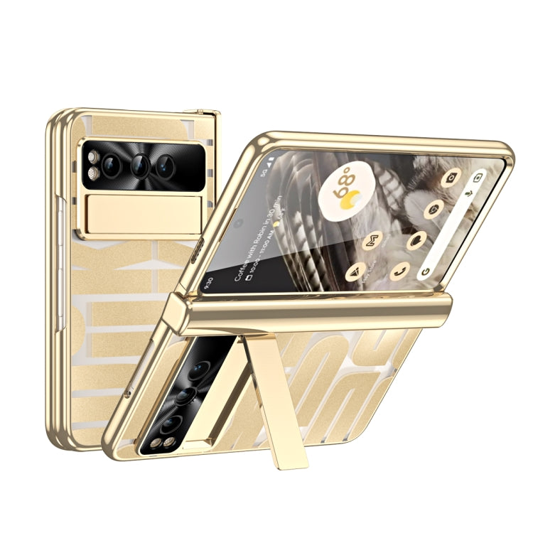 For Google Pixel Fold Integrated Electroplating Folding Phone Case with Pen Slot & Hinge(Gold) - Google Cases by PMC TechLife | Online Shopping South Africa | PMC TechLife | Buy Now Pay Later Mobicred