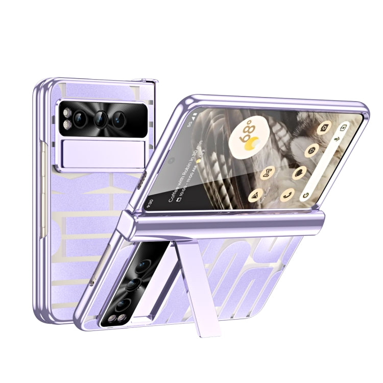 For Google Pixel Fold Integrated Electroplating Folding Phone Case with Pen Slot & Hinge(Purple) - Google Cases by PMC TechLife | Online Shopping South Africa | PMC TechLife | Buy Now Pay Later Mobicred