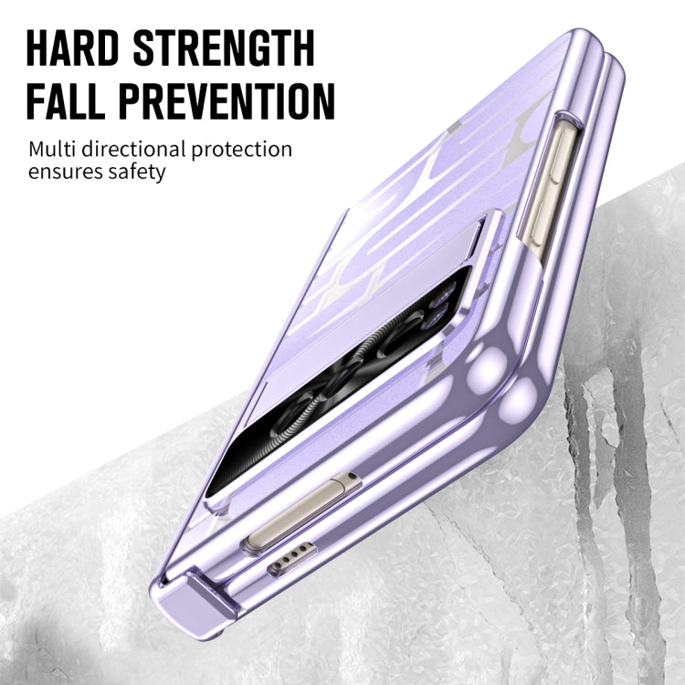 For Google Pixel Fold Integrated Electroplating Folding Phone Case with Pen Slot & Hinge(Purple) - Google Cases by PMC TechLife | Online Shopping South Africa | PMC TechLife | Buy Now Pay Later Mobicred