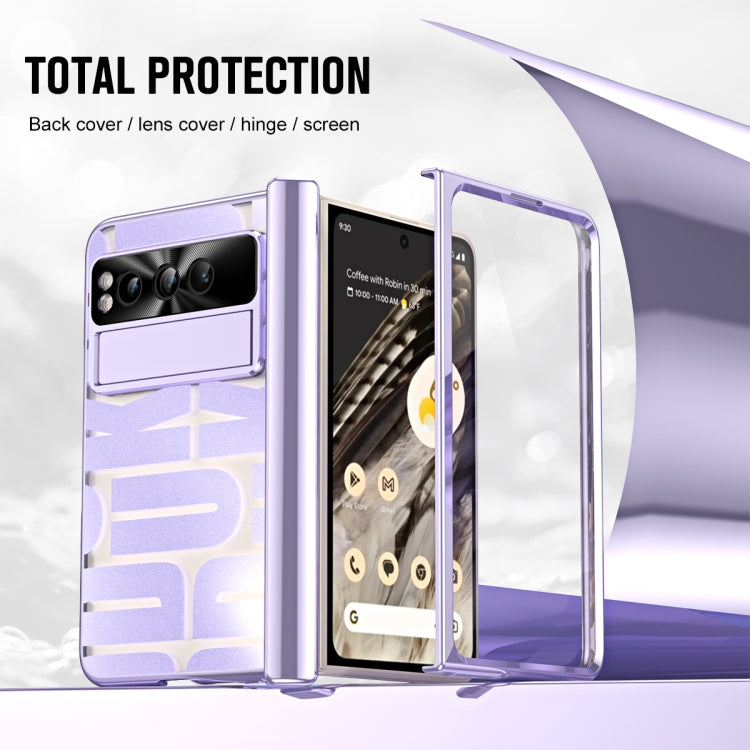 For Google Pixel Fold Integrated Electroplating Folding Phone Case with Pen Slot & Hinge(Purple) - Google Cases by PMC TechLife | Online Shopping South Africa | PMC TechLife | Buy Now Pay Later Mobicred