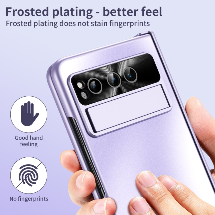For Google Pixel Fold Integrated Electroplating Folding All-inclusive Phone Case with Pen Slot & Hinge(Purple) - Google Cases by PMC TechLife | Online Shopping South Africa | PMC TechLife | Buy Now Pay Later Mobicred