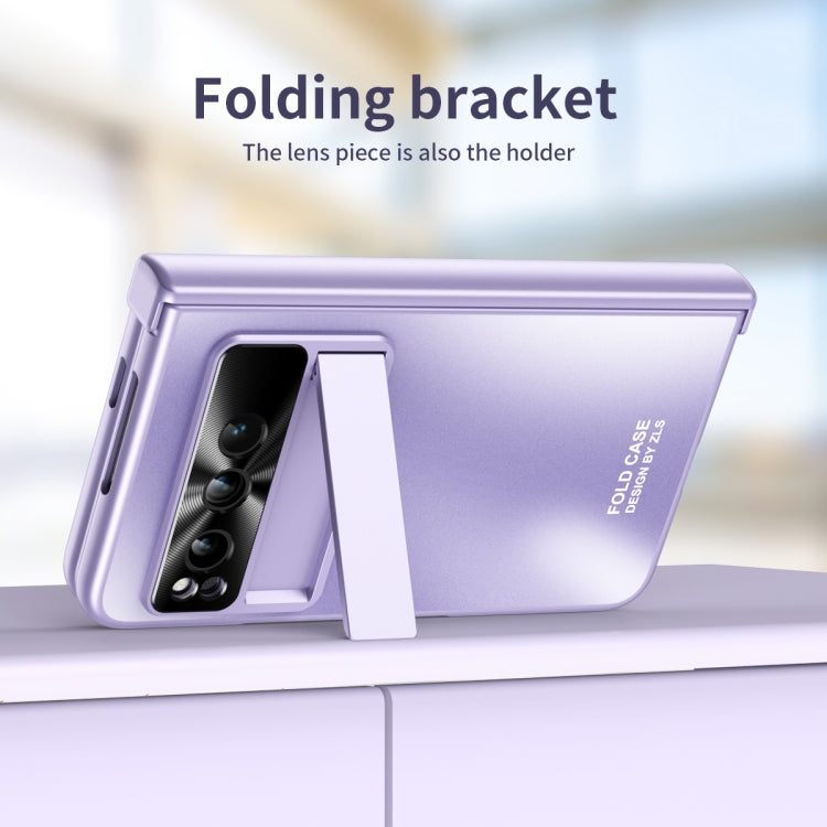 For Google Pixel Fold Integrated Electroplating Folding All-inclusive Phone Case with Pen Slot & Hinge(Purple) - Google Cases by PMC TechLife | Online Shopping South Africa | PMC TechLife | Buy Now Pay Later Mobicred