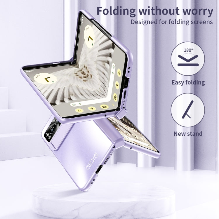 For Google Pixel Fold Integrated Electroplating Folding All-inclusive Phone Case with Pen Slot & Hinge(Purple) - Google Cases by PMC TechLife | Online Shopping South Africa | PMC TechLife | Buy Now Pay Later Mobicred
