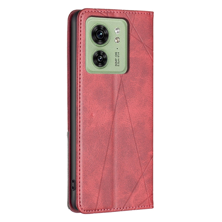 For Motorola Edge 40 Rhombus Texture Magnetic Leather Phone Case(Red) - Motorola Cases by PMC TechLife | Online Shopping South Africa | PMC TechLife | Buy Now Pay Later Mobicred
