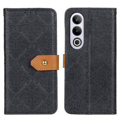 For OnePlus Nord CE4 5G / K12 5G European Floral Embossed Flip Leather Phone Case(Black) - OnePlus Cases by PMC Jewellery | Online Shopping South Africa | PMC Jewellery | Buy Now Pay Later Mobicred