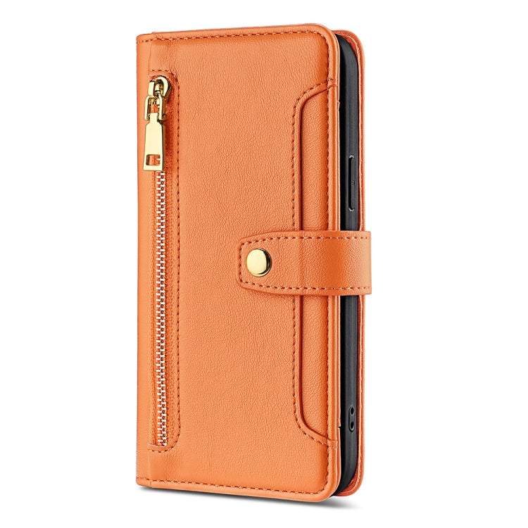 For Tecno Camon 20 Pro 4G Sheep Texture Cross-body Zipper Wallet Leather Phone Case(Orange) - Tecno Cases by PMC TechLife | Online Shopping South Africa | PMC TechLife | Buy Now Pay Later Mobicred