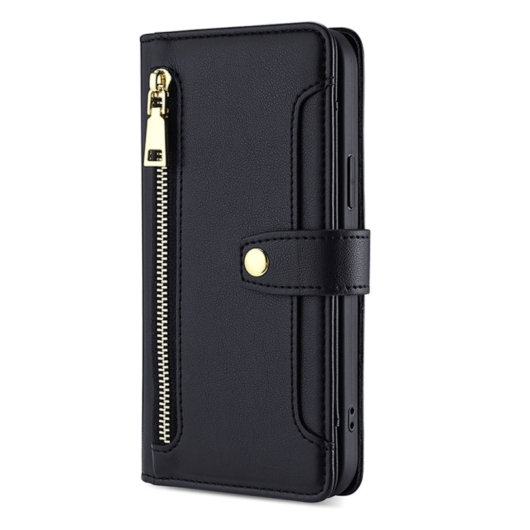 For Tecno Pova 5 Pro Sheep Texture Cross-body Zipper Wallet Leather Phone Case(Black) - free shipping - PMC TechLife - Order now!