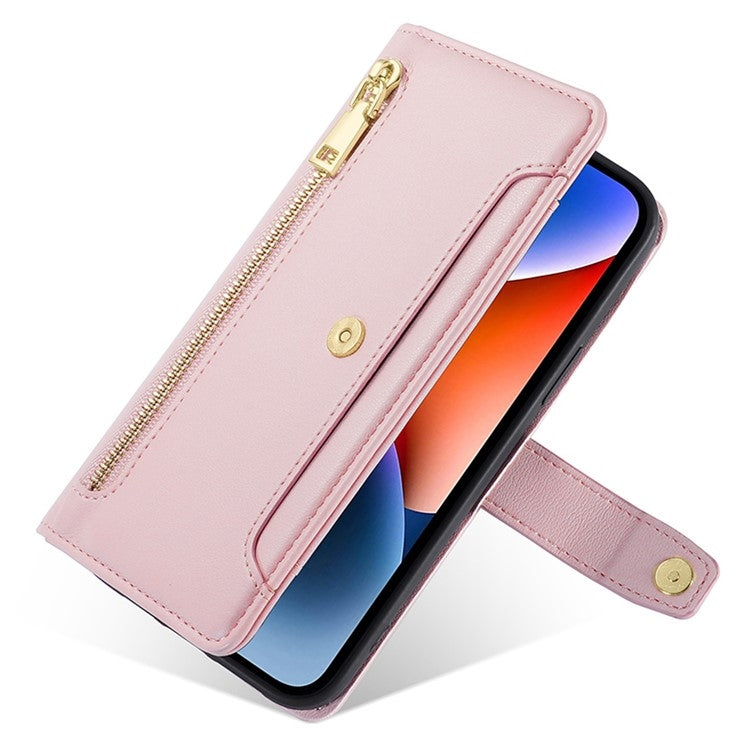 For Tecno Camon 30 Sheep Texture Cross-body Zipper Wallet Leather Phone Case(Pink) - Tecno Cases by PMC TechLife | Online Shopping South Africa | PMC TechLife | Buy Now Pay Later Mobicred
