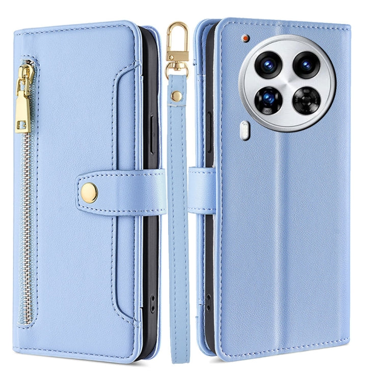 For Tecno Camon 30 Premier 5G Sheep Texture Cross-body Zipper Wallet Leather Phone Case(Blue) - free shipping - PMC TechLife - Order now!