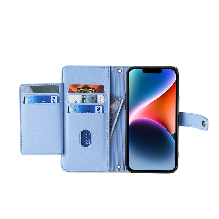 For Sharp Aqous Wish3 Sheep Texture Cross-body Zipper Wallet Leather Phone Case(Blue) - More Brand by PMC TechLife | Online Shopping South Africa | PMC TechLife | Buy Now Pay Later Mobicred