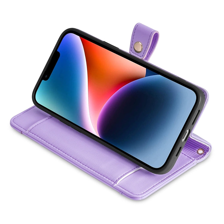 For Sharp Aqous Wish3 Sheep Texture Cross-body Zipper Wallet Leather Phone Case(Purple) - More Brand by PMC TechLife | Online Shopping South Africa | PMC TechLife | Buy Now Pay Later Mobicred