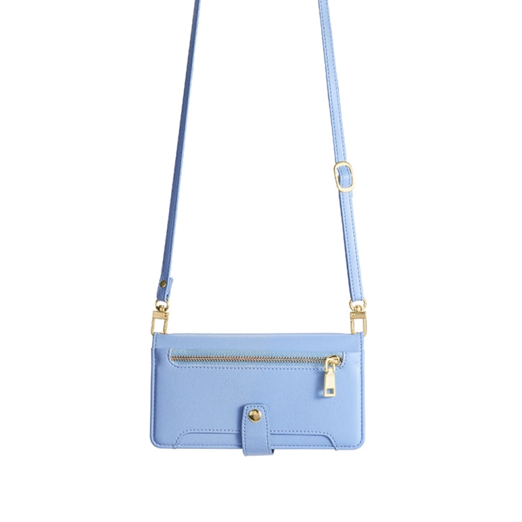 For Sharp Aquos R8 Pro SH-51 Sheep Texture Cross-body Zipper Wallet Leather Phone Case(Blue) - More Brand by PMC TechLife | Online Shopping South Africa | PMC TechLife | Buy Now Pay Later Mobicred