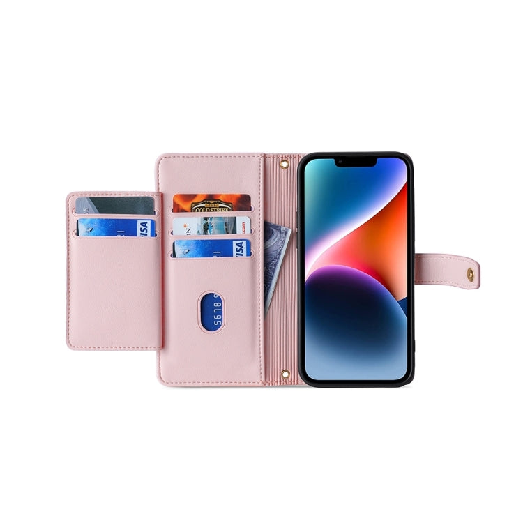 For Sharp Aquos sense8 Sheep Texture Cross-body Zipper Wallet Leather Phone Case(Pink) - More Brand by PMC TechLife | Online Shopping South Africa | PMC TechLife | Buy Now Pay Later Mobicred