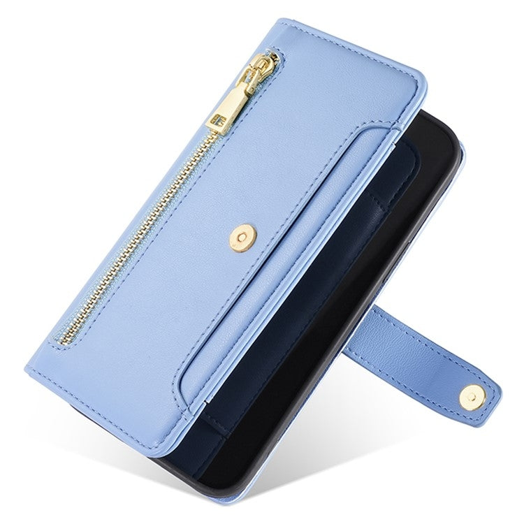 For Sharp Aquos Wish4 Sheep Texture Cross-body Zipper Wallet Leather Phone Case(Blue) - free shipping - PMC TechLife - Order now!