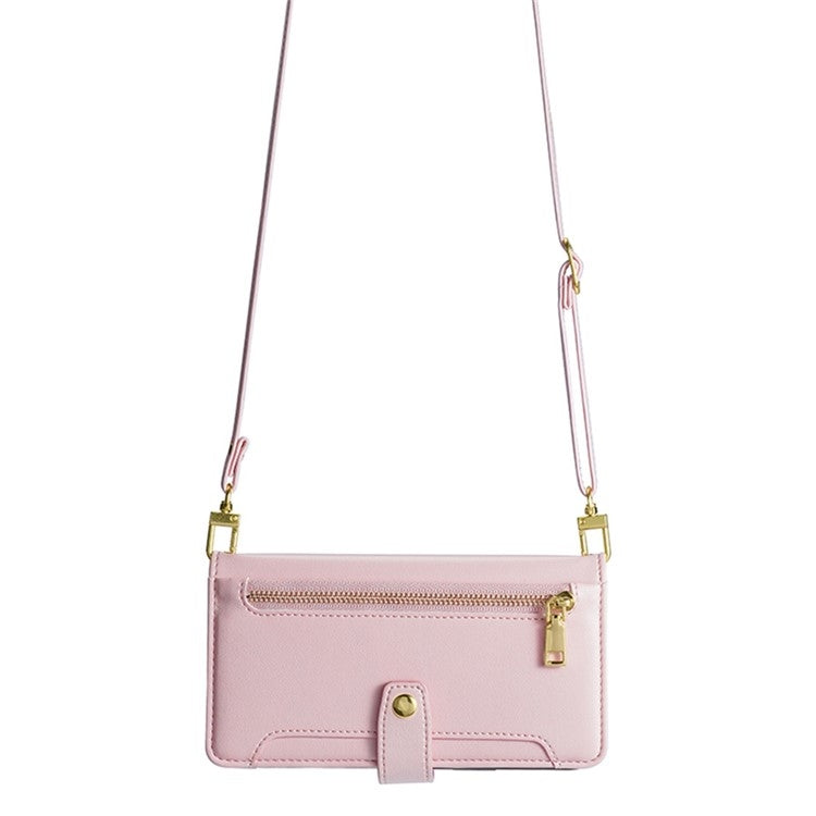 For Sharp Aquos Wish4 Sheep Texture Cross-body Zipper Wallet Leather Phone Case(Pink) - More Brand by PMC TechLife | Online Shopping South Africa | PMC TechLife | Buy Now Pay Later Mobicred