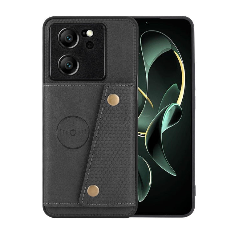 For Xiaomi 13T / Redmi K60 Ultra Double Buckle Card Slots Magnetic Phone Case(Black) - Redmi K60 Ultra Cases by PMC Jewellery | Online Shopping South Africa | PMC Jewellery | Buy Now Pay Later Mobicred