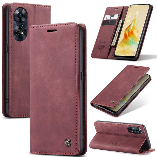 For OPPO Reno8 T 4G CaseMe 013 Multifunctional Horizontal Flip Leather Phone Case(Wine Red) - OPPO Cases by CaseMe | Online Shopping South Africa | PMC Jewellery | Buy Now Pay Later Mobicred