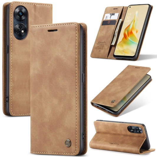 For OPPO Reno8 T 4G CaseMe 013 Multifunctional Horizontal Flip Leather Phone Case(Brown) - OPPO Cases by CaseMe | Online Shopping South Africa | PMC Jewellery | Buy Now Pay Later Mobicred