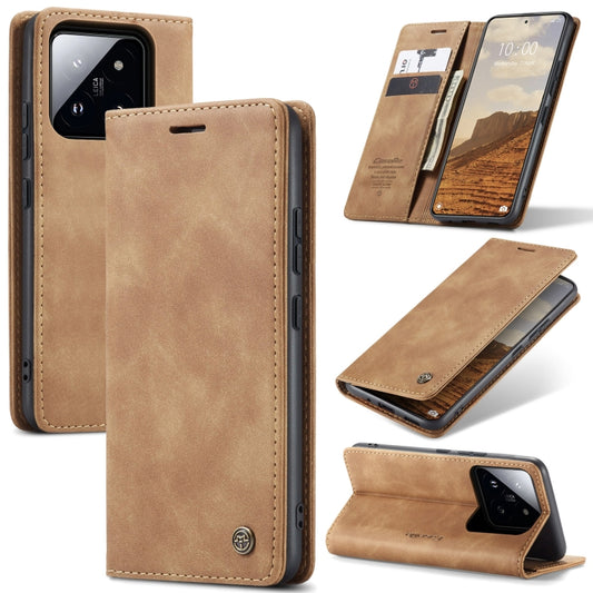 For Xiaomi 14 CaseMe 013 Multifunctional Horizontal Flip Leather Phone Case(Brown) - 14 Cases by CaseMe | Online Shopping South Africa | PMC Jewellery | Buy Now Pay Later Mobicred