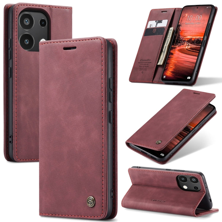 For Xiaomi Redmi Note 13 4G CaseMe 013 Multifunctional Horizontal Flip Leather Phone Case(Wine Red) - Xiaomi Cases by CaseMe | Online Shopping South Africa | PMC Jewellery | Buy Now Pay Later Mobicred