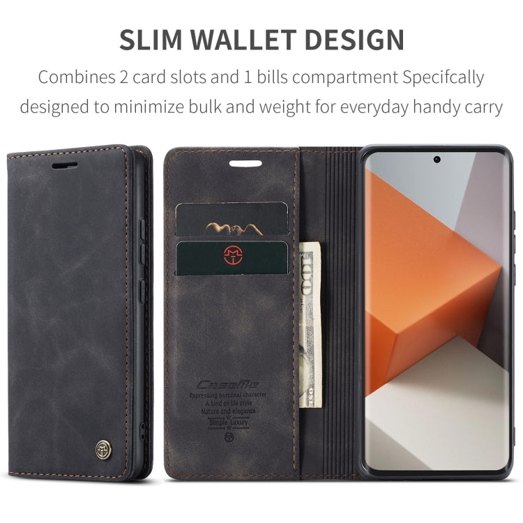 For Xiaomi Redmi Note 13 Pro+ CaseMe 013 Multifunctional Horizontal Flip Leather Phone Case(Black) - Xiaomi Cases by CaseMe | Online Shopping South Africa | PMC Jewellery | Buy Now Pay Later Mobicred