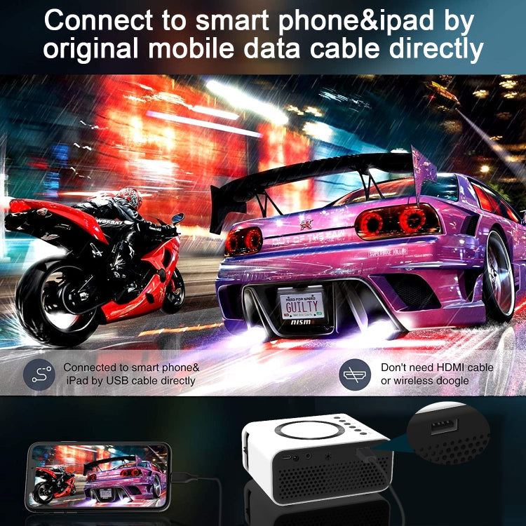 T300S 320x240 24ANSI Lumens Mini LCD Projector Supports Wired & Wireless Same Screen, Specification:UK Plug(White) - Mini Projector by PMC TechLife | Online Shopping South Africa | PMC TechLife | Buy Now Pay Later Mobicred