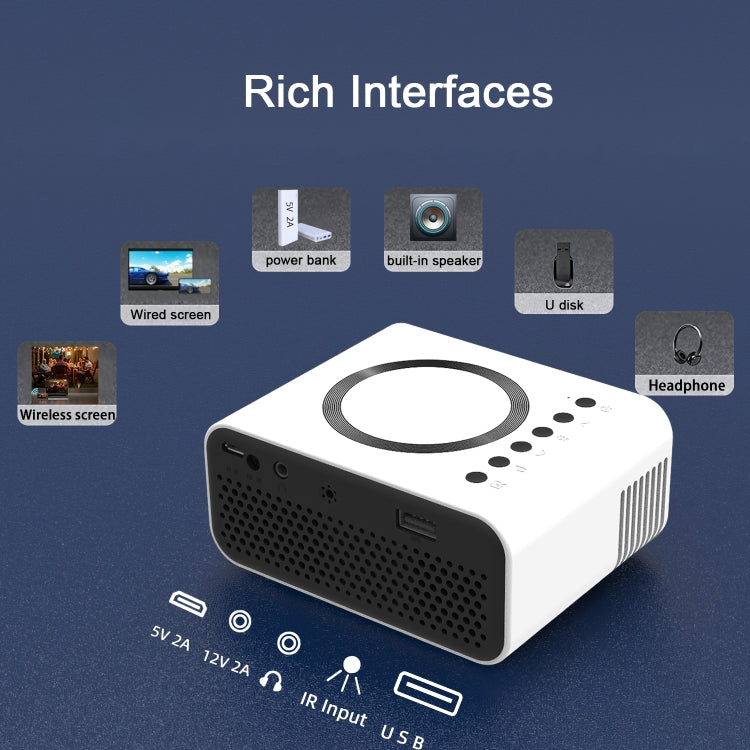 T300S 320x240 24ANSI Lumens Mini LCD Projector Supports Wired & Wireless Same Screen, Specification:US Plug(Black) - Mini Projector by PMC TechLife | Online Shopping South Africa | PMC TechLife | Buy Now Pay Later Mobicred