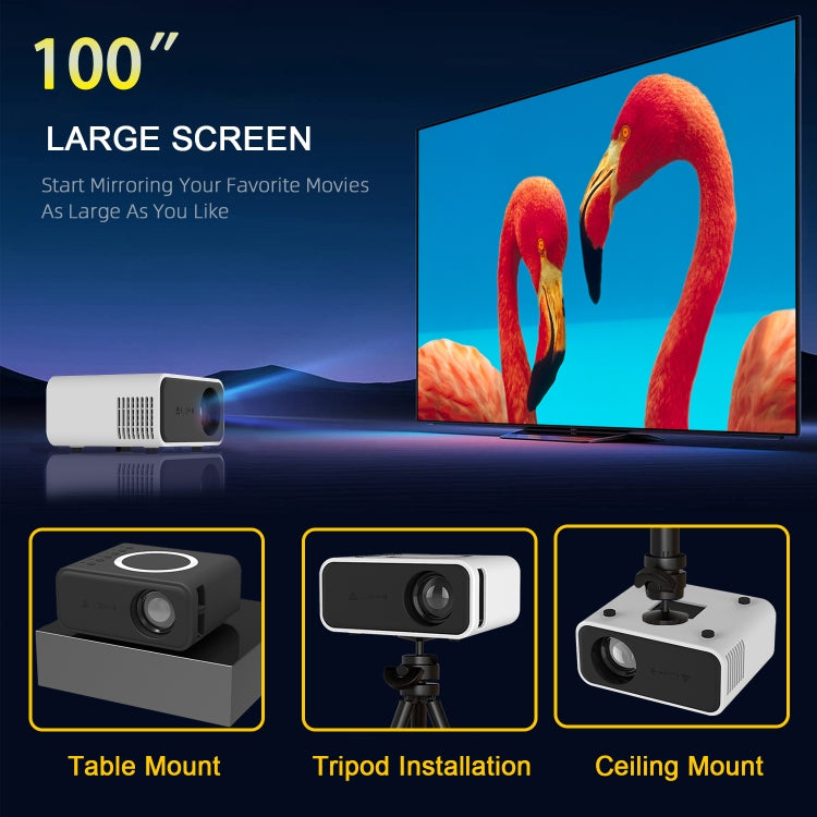 T300S 320x240 24ANSI Lumens Mini LCD Projector Supports Wired & Wireless Same Screen, Specification:EU Plug(White) - Mini Projector by PMC Jewellery | Online Shopping South Africa | PMC Jewellery | Buy Now Pay Later Mobicred