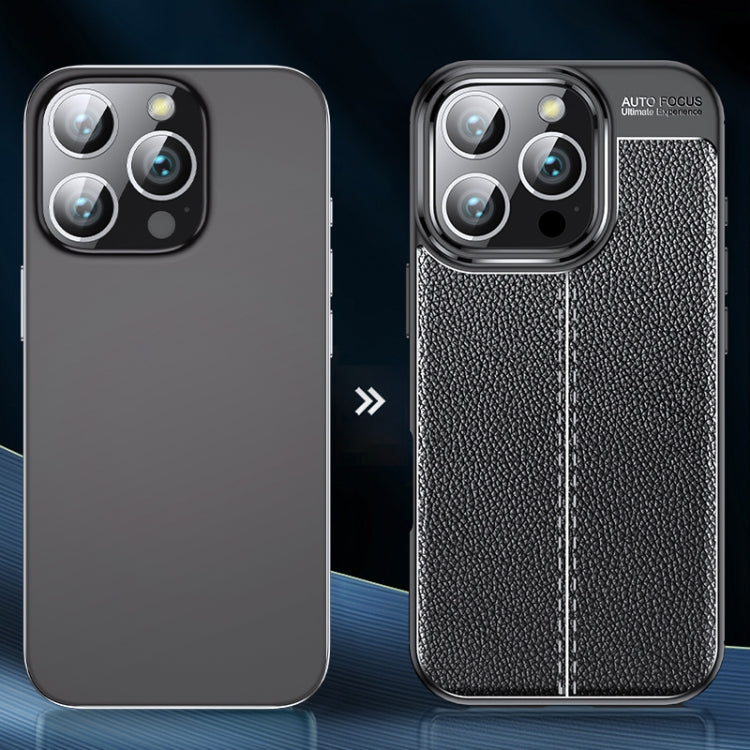 For iPhone 16 Pro Litchi Texture Shockproof TPU Phone Case(Black) - iPhone 16 Pro Cases by PMC TechLife | Online Shopping South Africa | PMC TechLife | Buy Now Pay Later Mobicred