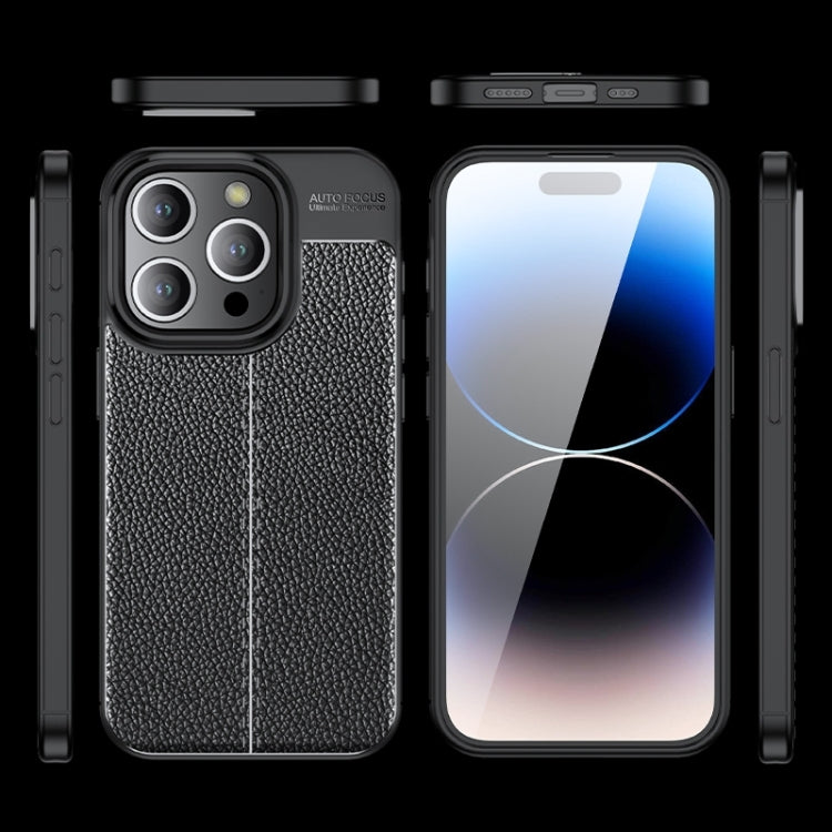 For iPhone 16 Pro Litchi Texture Shockproof TPU Phone Case(Blue) - iPhone 16 Pro Cases by PMC TechLife | Online Shopping South Africa | PMC TechLife | Buy Now Pay Later Mobicred