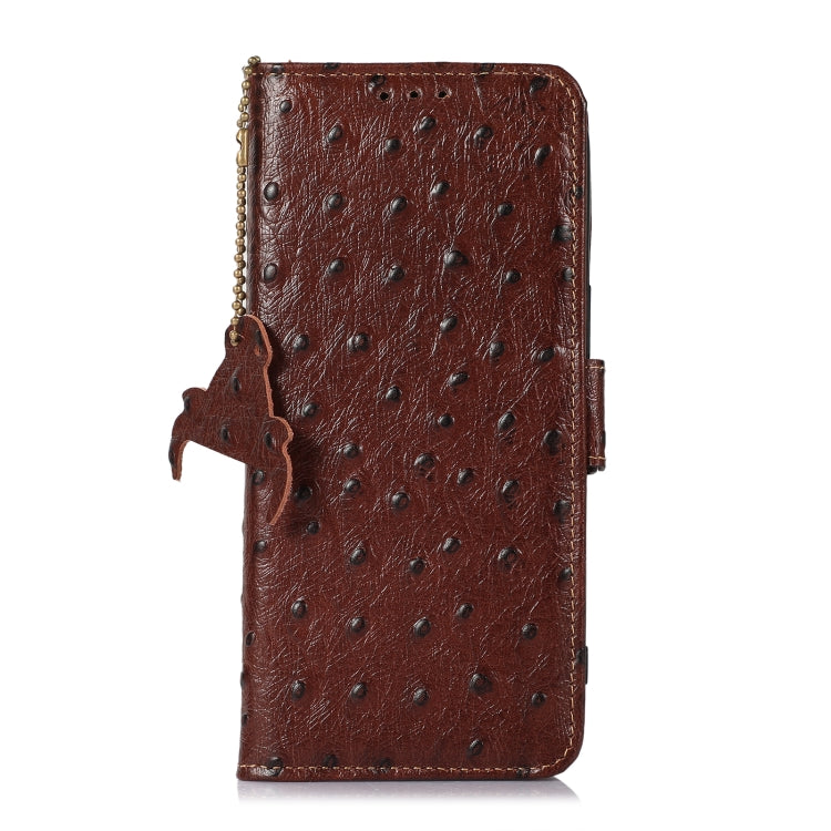 For Nokia XR21 Ostrich Pattern Genuine Leather RFID Phone Case(Coffee) - Nokia Cases by PMC TechLife | Online Shopping South Africa | PMC TechLife | Buy Now Pay Later Mobicred