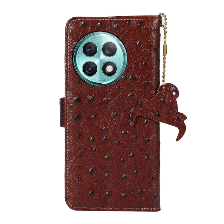 For OnePlus Ace 2 Pro Ostrich Pattern Genuine Leather RFID Phone Case(Coffee) - free shipping - PMC TechLife - Order now!
