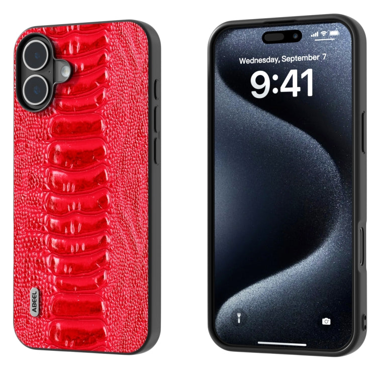 For iPhone 16 ABEEL Genuine Leather Weilai Series Phone Case(Red) - iPhone 16 Cases by PMC Jewellery | Online Shopping South Africa | PMC Jewellery | Buy Now Pay Later Mobicred