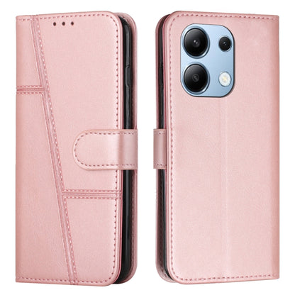 For Xiaomi Redmi Note 13 4G Global Stitching Calf Texture Buckle Leather Phone Case(Rose Gold) - Note 13 Cases by PMC Jewellery | Online Shopping South Africa | PMC Jewellery | Buy Now Pay Later Mobicred