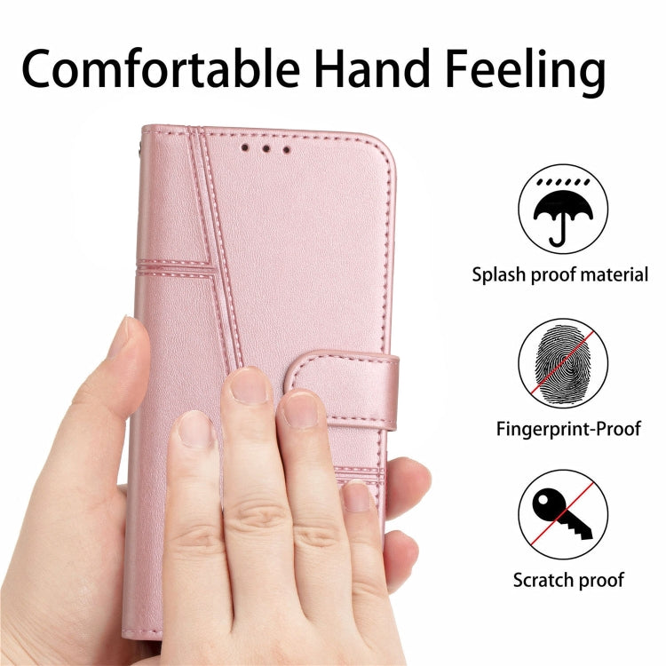 For Xiaomi Redmi Note 13 4G Global Stitching Calf Texture Buckle Leather Phone Case(Rose Gold) - Note 13 Cases by PMC TechLife | Online Shopping South Africa | PMC TechLife | Buy Now Pay Later Mobicred