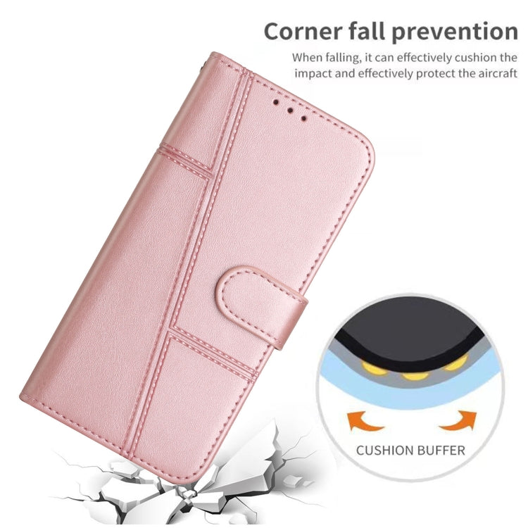 For Xiaomi Redmi Note 13 4G Global Stitching Calf Texture Buckle Leather Phone Case(Rose Gold) - Note 13 Cases by PMC TechLife | Online Shopping South Africa | PMC TechLife | Buy Now Pay Later Mobicred