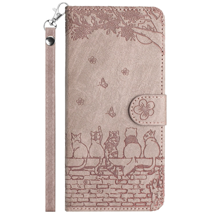 For iPhone 16 Pro Cat Embossing Pattern Leather Phone Case with Lanyard(Grey) - iPhone 16 Pro Cases by PMC Jewellery | Online Shopping South Africa | PMC Jewellery | Buy Now Pay Later Mobicred