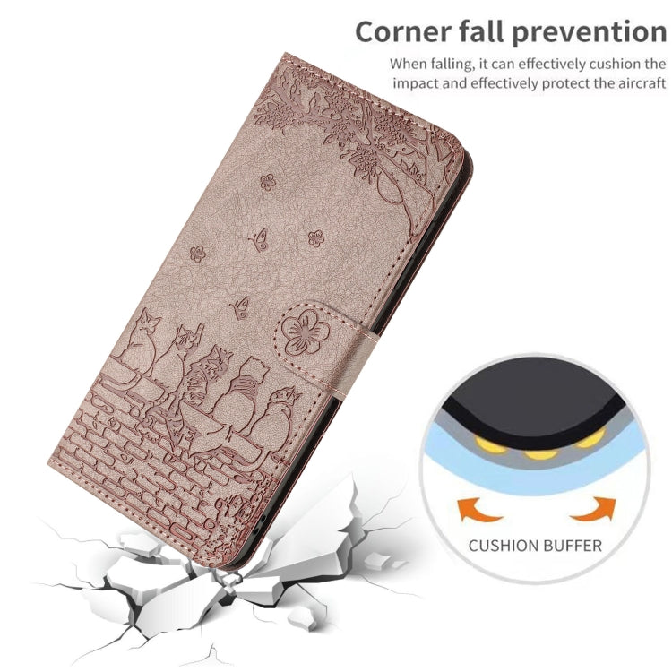 For iPhone 16 Pro Cat Embossing Pattern Leather Phone Case with Lanyard(Grey) - iPhone 16 Pro Cases by PMC TechLife | Online Shopping South Africa | PMC TechLife | Buy Now Pay Later Mobicred
