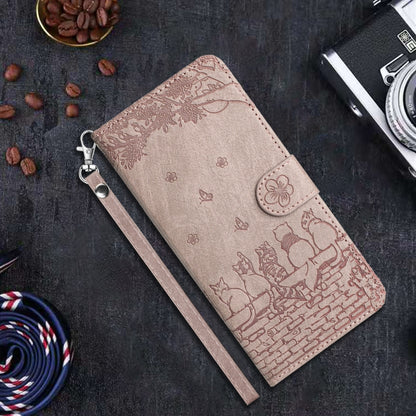 For iPhone 16 Plus Cat Embossing Pattern Leather Phone Case with Lanyard(Grey) - iPhone 16 Plus Cases by PMC Jewellery | Online Shopping South Africa | PMC Jewellery | Buy Now Pay Later Mobicred