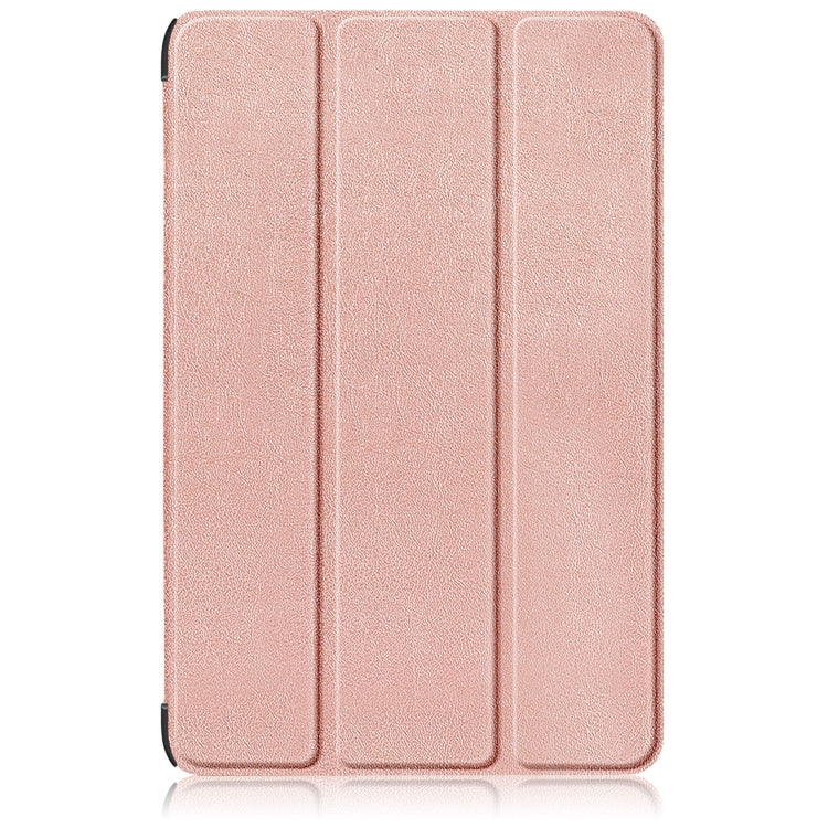 For Samsung Galaxy Tab S9+ Custer Pure Color 3-Fold Holder Smart Leather Tablet Case(Rose Gold) - Galaxy Tab S9+ Cases by PMC Jewellery | Online Shopping South Africa | PMC Jewellery | Buy Now Pay Later Mobicred