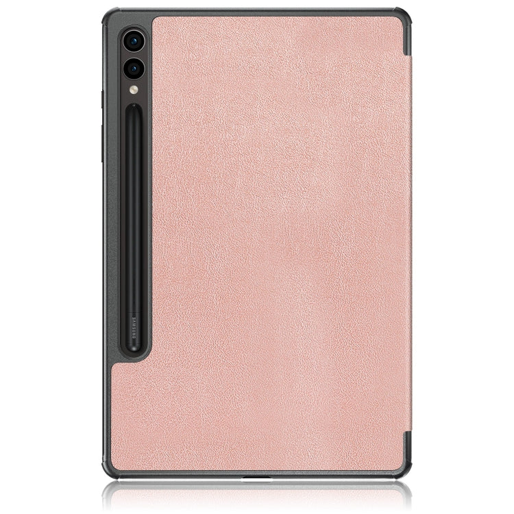 For Samsung Galaxy Tab S9+ Custer Pure Color 3-Fold Holder Smart Leather Tablet Case(Rose Gold) - Galaxy Tab S9+ Cases by PMC Jewellery | Online Shopping South Africa | PMC Jewellery | Buy Now Pay Later Mobicred